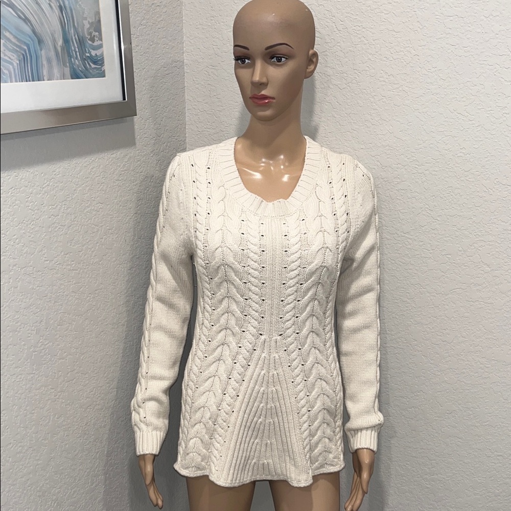 Cabi-Elegant Cream Cable Knit Sweater